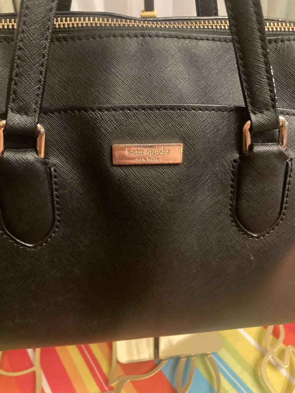 Genuine Kate Spade Laurel Way  Black Saffiano Leather Satchel with Gold Hardware - Picture 2 of 16